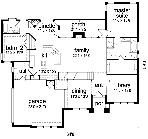 Architectural House Design - Traditional Floor Plan - Main Floor Plan #84-392