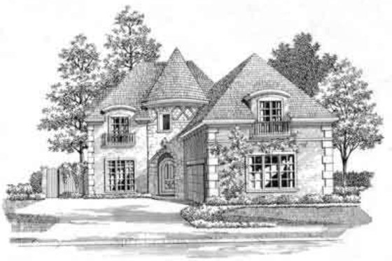 Exterior - Front Elevation for European House Plan #141-125 - 3 bed, 2.5 bath