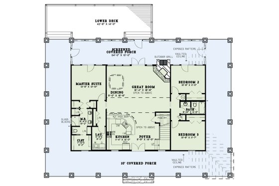 Floor Plan - Main Floor for Country House Plan #17-3428 - 5 bed, 3 bath
