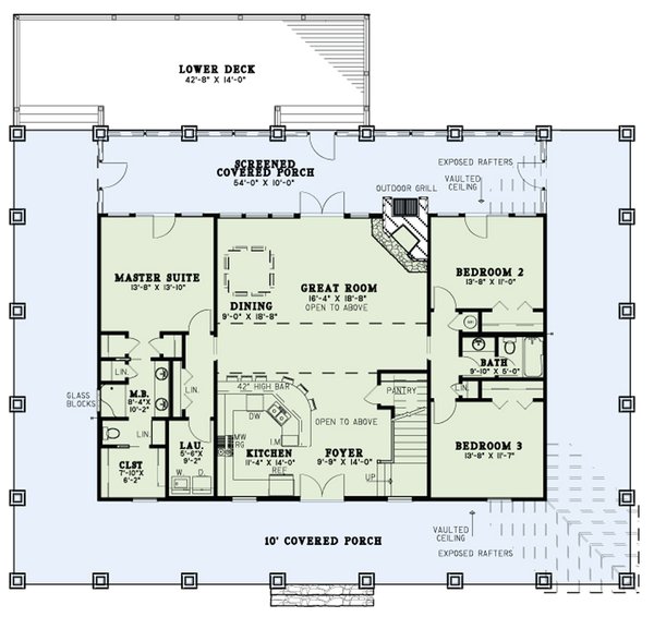 Architectural House Design - Country Floor Plan - Main Floor Plan #17-3428