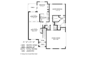 Floor Plan - Main Floor for Traditional House Plan #424-305 - 3 bed, 2.5 bath