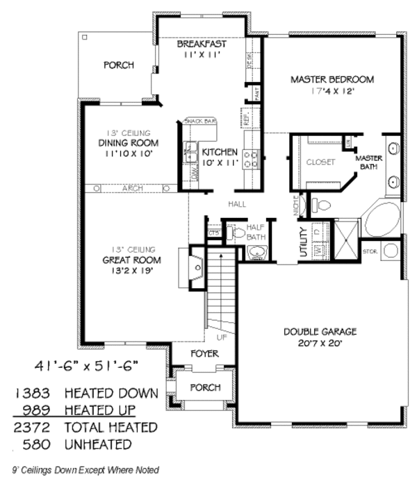 Traditional Style House Plan - 3 Beds 2.5 Baths 2372 Sq/Ft Plan #424 ...