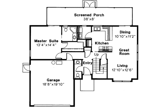 Floor Plan - Main Floor for Mediterranean House Plan #124-241 - 3 bed, 2.5 bath