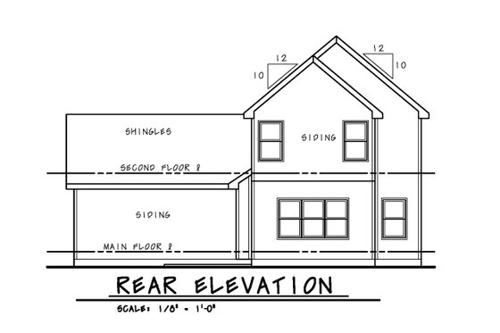 Exterior - Rear Elevation for Craftsman House Plan #20-2189 - 3 bed, 3 bath