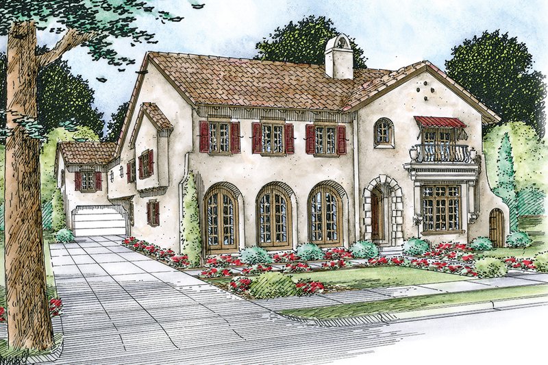 Mediterranean Style House Plan - 4 Beds 5 Baths 4839 Sq/Ft Plan #20-2169