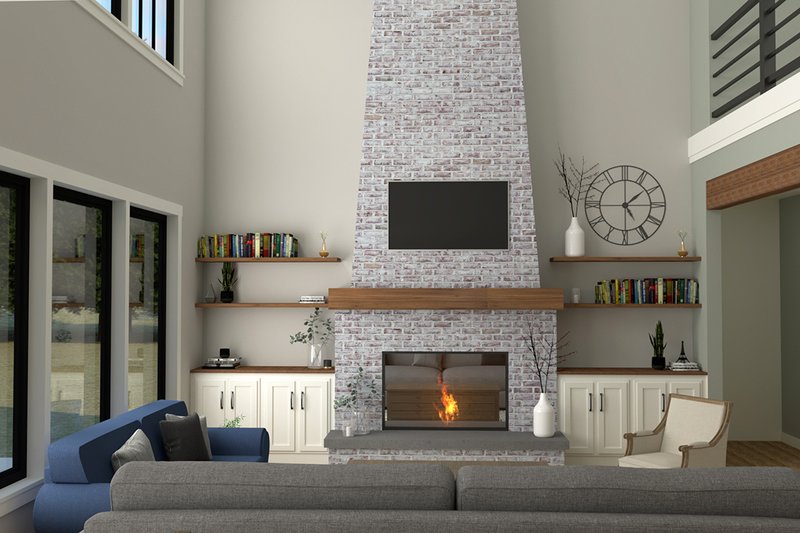 House Design - Interior - Family Room for Farmhouse House Plan #1070-39 - 3 bed, 3.5 bath