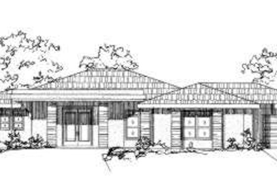 Exterior - Front Elevation for Adobe / Southwestern House Plan #24-187 - 3 bed, 2 bath