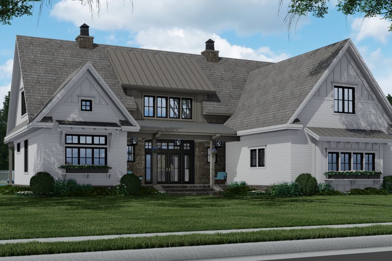 Architectural House Design - Exterior - Front Elevation 4 for Farmhouse House Plan #51-1156 - 4 bed, 4 bath