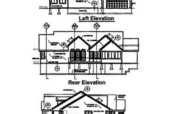 Exterior - Rear Elevation for European House Plan #50-268 - 3 bed, 2.5 bath