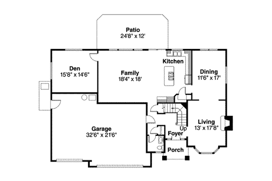 Floor Plan - Main Floor for Traditional House Plan #124-525 - 4 bed, 2.5 bath