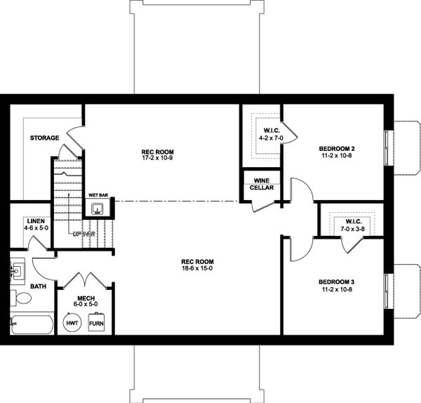 Farmhouse Floor Plan - Lower Floor Plan #126-238