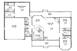 Floor Plan - Main Floor for Traditional House Plan #14-123 - 3 bed, 2.5 bath