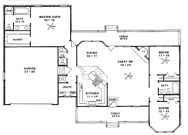 House Design - Traditional Floor Plan - Main Floor Plan #14-123