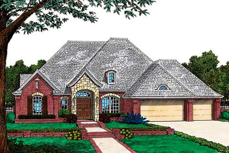 European Style House Plan - 4 Beds 3 Baths 2282 Sq/Ft Plan #310-728