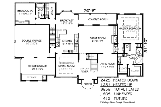 Floor Plan - Main Floor for European House Plan #424-214 - 5 bed, 4 bath
