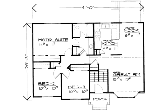 Floor Plan - Main Floor for Traditional House Plan #308-133 - 4 bed, 2 bath