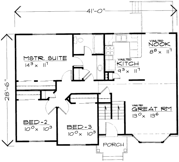 Traditional Floor Plan - Main Floor Plan #308-133