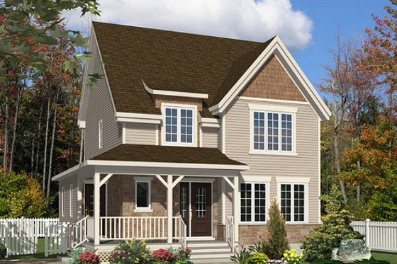Exterior - Front Elevation for Farmhouse House Plan #138-346 - 3 bed, 1.5 bath