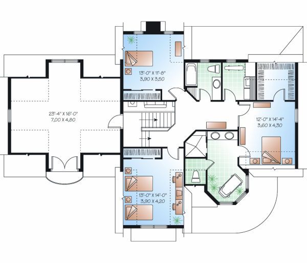 Architectural House Design - Victorian Floor Plan - Upper Floor Plan #23-835