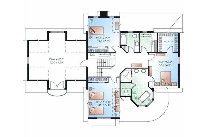 House Plan Design - Floor Plan - Upper Floor for Victorian House Plan #23-835 - 3 bed, 2.5 bath