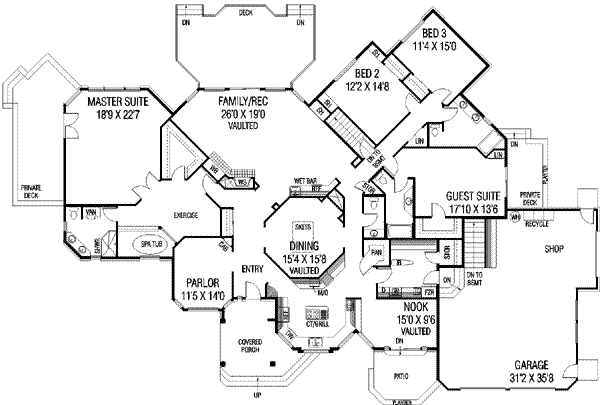 Bungalow Floor Plan - Main Floor Plan #60-385