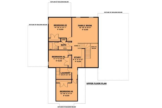 Floor Plan - Upper Floor for Farmhouse House Plan #1111-28 - 4 bed, 2.5 bath
