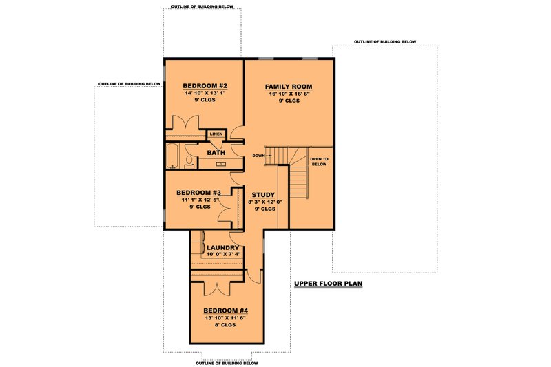 Dream House Plan - Floor Plan - Upper Floor for Farmhouse House Plan #1111-28 - 4 bed, 2.5 bath