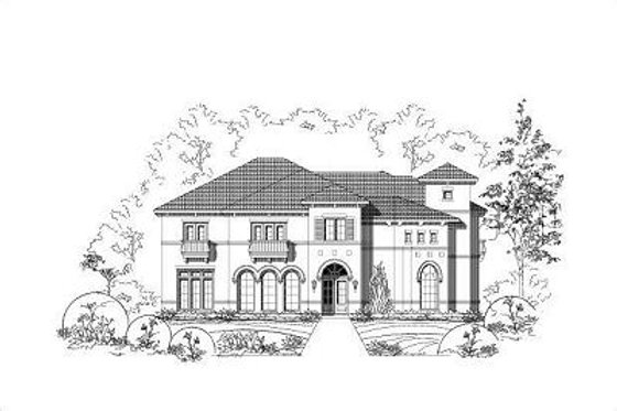 Exterior - Front Elevation for European House Plan #411-547 - 5 bed, 5.5 bath
