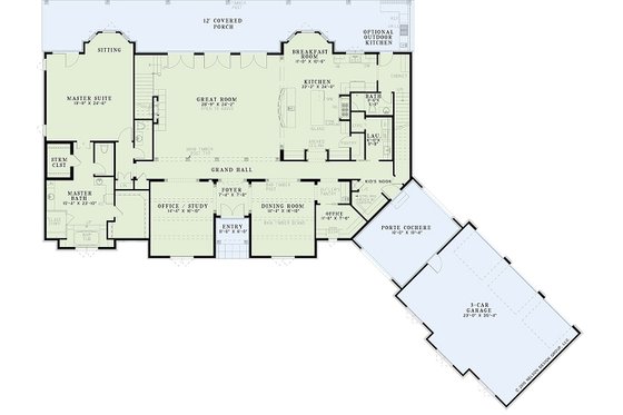 Floor Plan - Main Floor for European House Plan #17-2437 - 4 bed, 5.5 bath