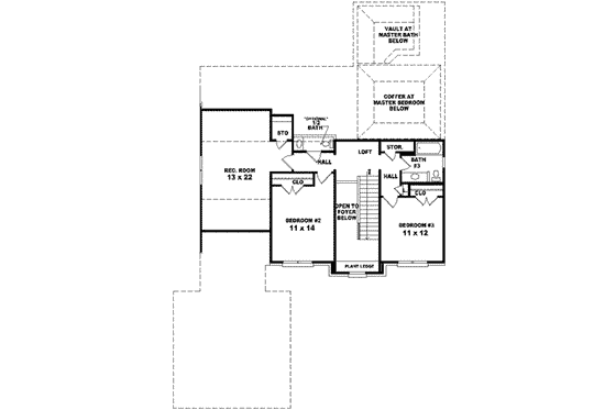 Floor Plan - Upper Floor for European House Plan #81-933 - 3 bed, 3 bath