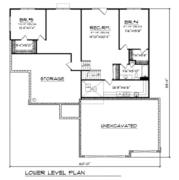 European Floor Plan - Lower Floor Plan #70-794