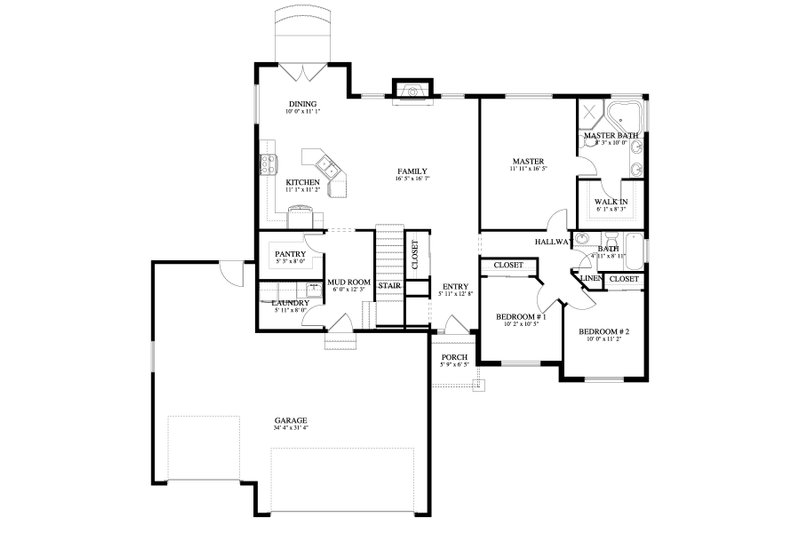 House Design - Floor Plan - Main Floor for Traditional House Plan #1060-226 - 3 bed, 2 bath