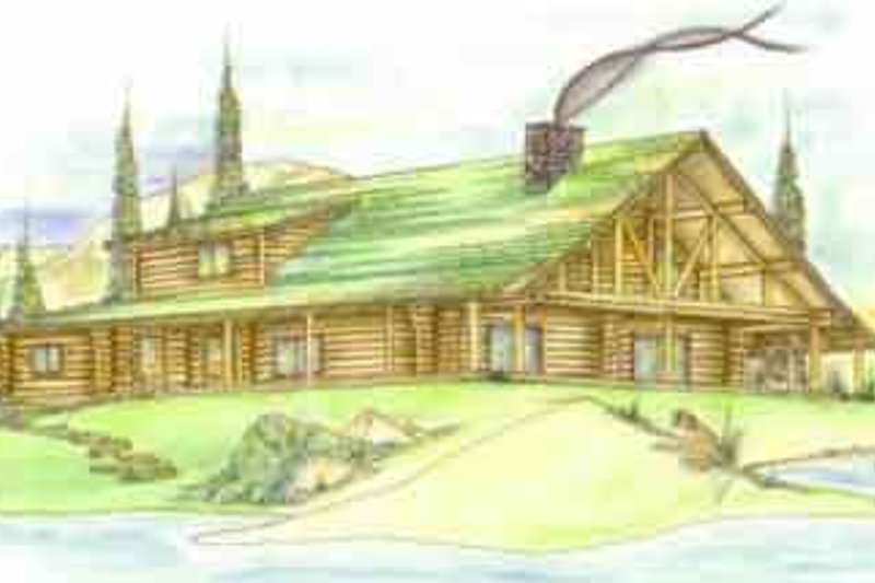 Home Plan - Log Exterior - Front Elevation Plan #117-113