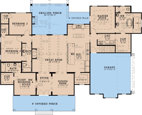House Plan Design - Farmhouse Floor Plan - Main Floor Plan #923-430