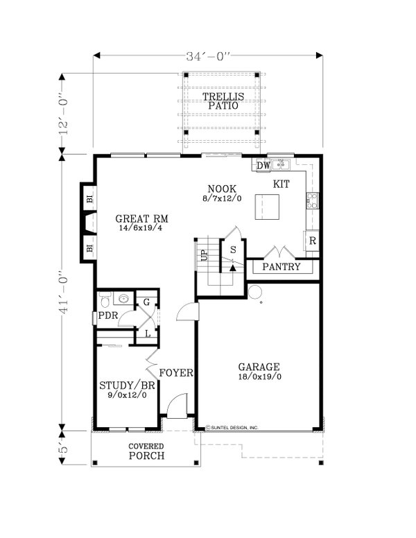 Craftsman Floor Plan - Main Floor Plan #53-709