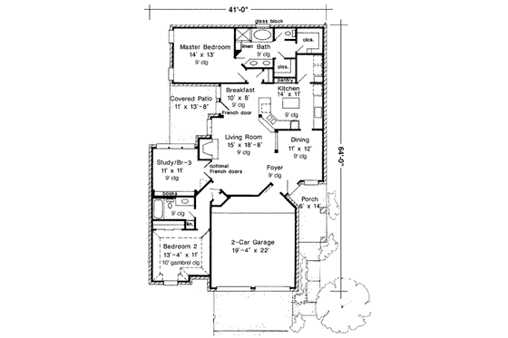 Floor Plan - Main Floor for European House Plan #410-245 - 2 bed, 2 bath