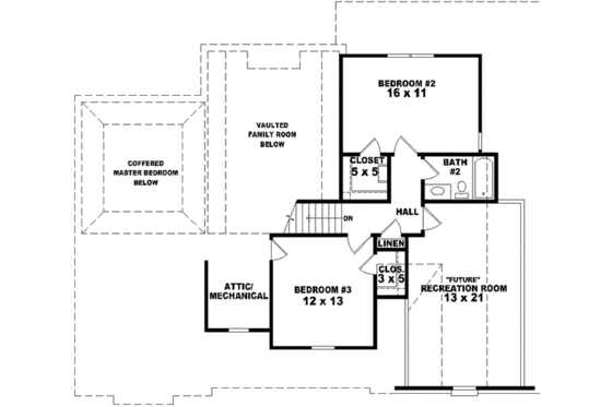 Floor Plan - Upper Floor for Traditional House Plan #81-755 - 3 bed, 2.5 bath