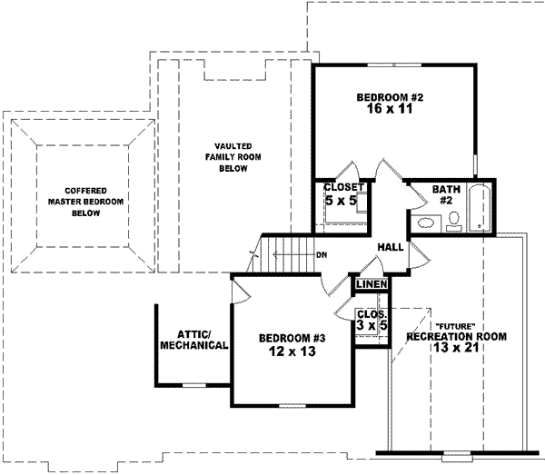 Traditional Floor Plan - Upper Floor Plan #81-755