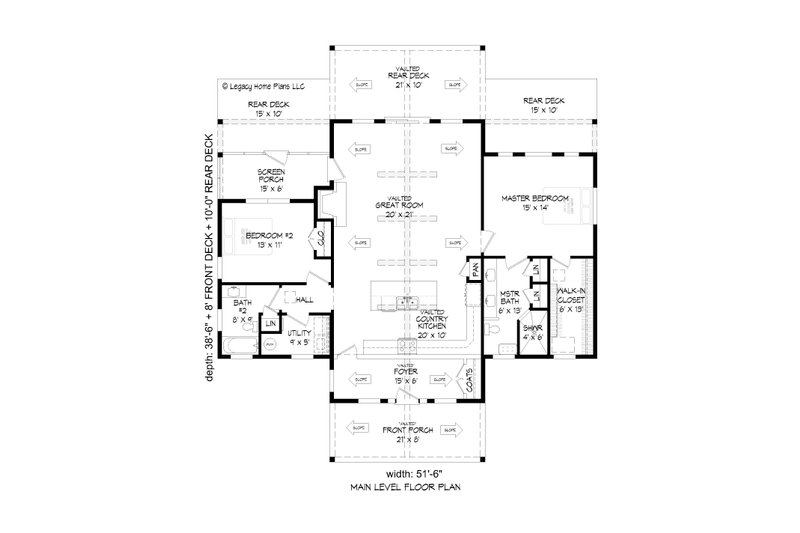 Dream House Plan - Floor Plan - Main Floor for Country House Plan #932-607 - 2 bed, 2 bath
