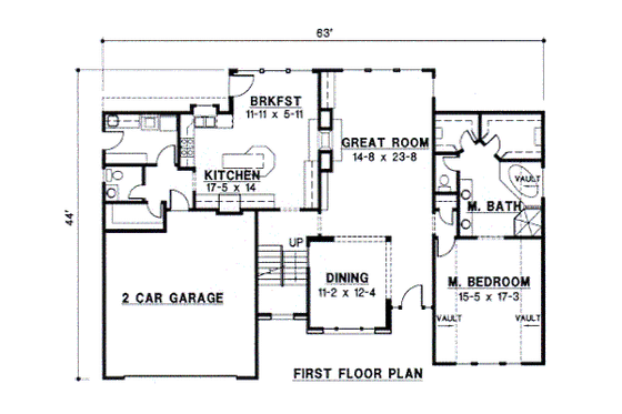 Floor Plan - Main Floor for European House Plan #67-225 - 3 bed, 3 bath