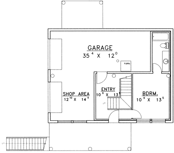 Log Floor Plan - Lower Floor Plan #117-485