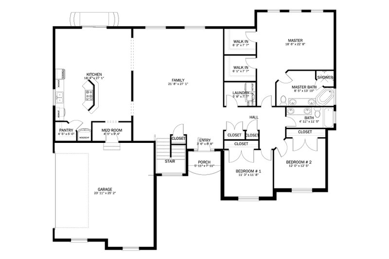 Dream House Plan - Floor Plan - Main Floor for Ranch House Plan #1060-13 - 6 bed, 3 bath