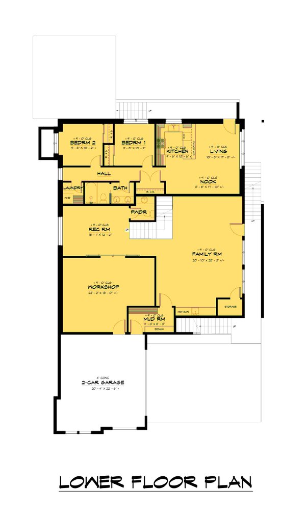 House Blueprint - Contemporary Floor Plan - Lower Floor Plan #1066-227