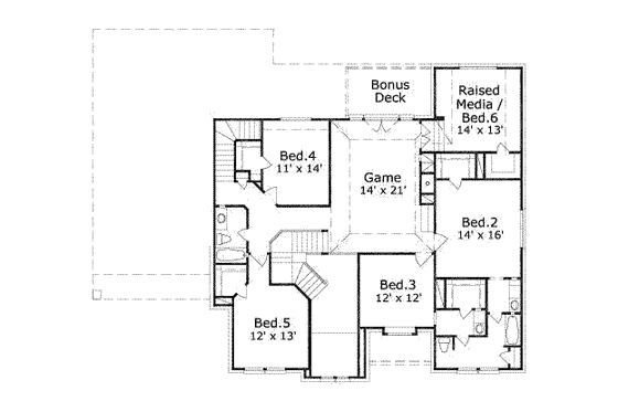 Floor Plan - Upper Floor for Traditional House Plan #411-128 - 6 bed, 3.5 bath