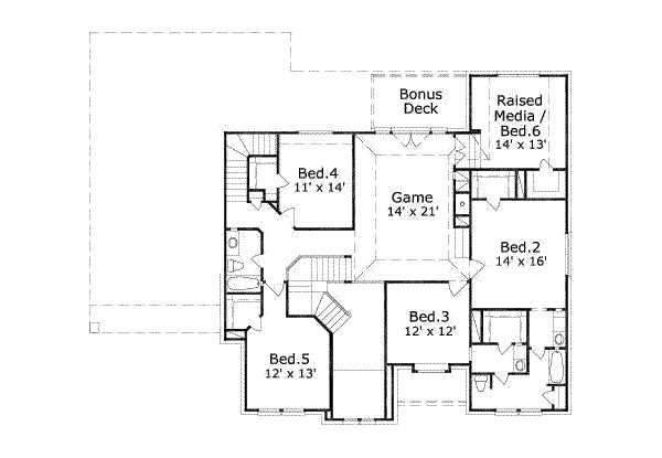 Traditional Floor Plan - Upper Floor Plan #411-128
