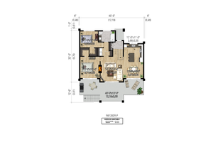 Floor Plan - Main Floor for Cabin House Plan #25-4965 - 2 bed, 1 bath