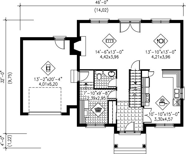 European Floor Plan - Main Floor Plan #25-284