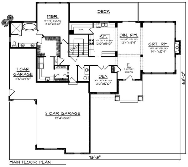 Home Plan - Craftsman Floor Plan - Main Floor Plan #70-1428