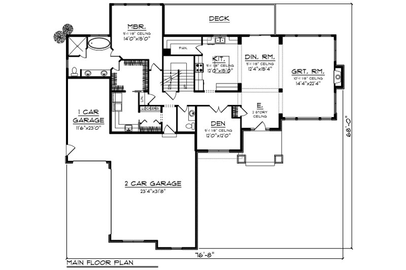 Architectural House Design - Floor Plan - Main Floor for Craftsman House Plan #70-1428 - 4 bed, 2.5 bath