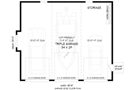 Floor Plan - Main Floor for Craftsman House Plan #932-1112, 0 bath